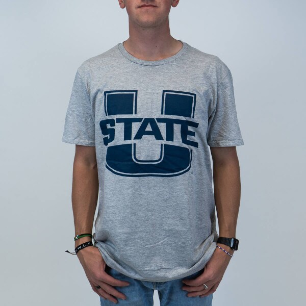 gray t-shirt with u-state